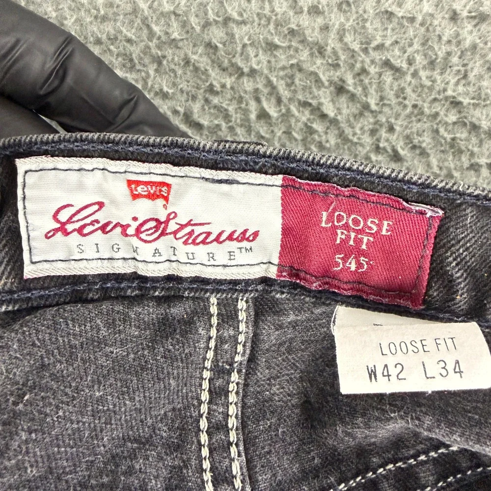 Vintage Levis 545 Jeans Mens 42x34 Black Loose Fit Orange Tab Made USA 90s Denim
